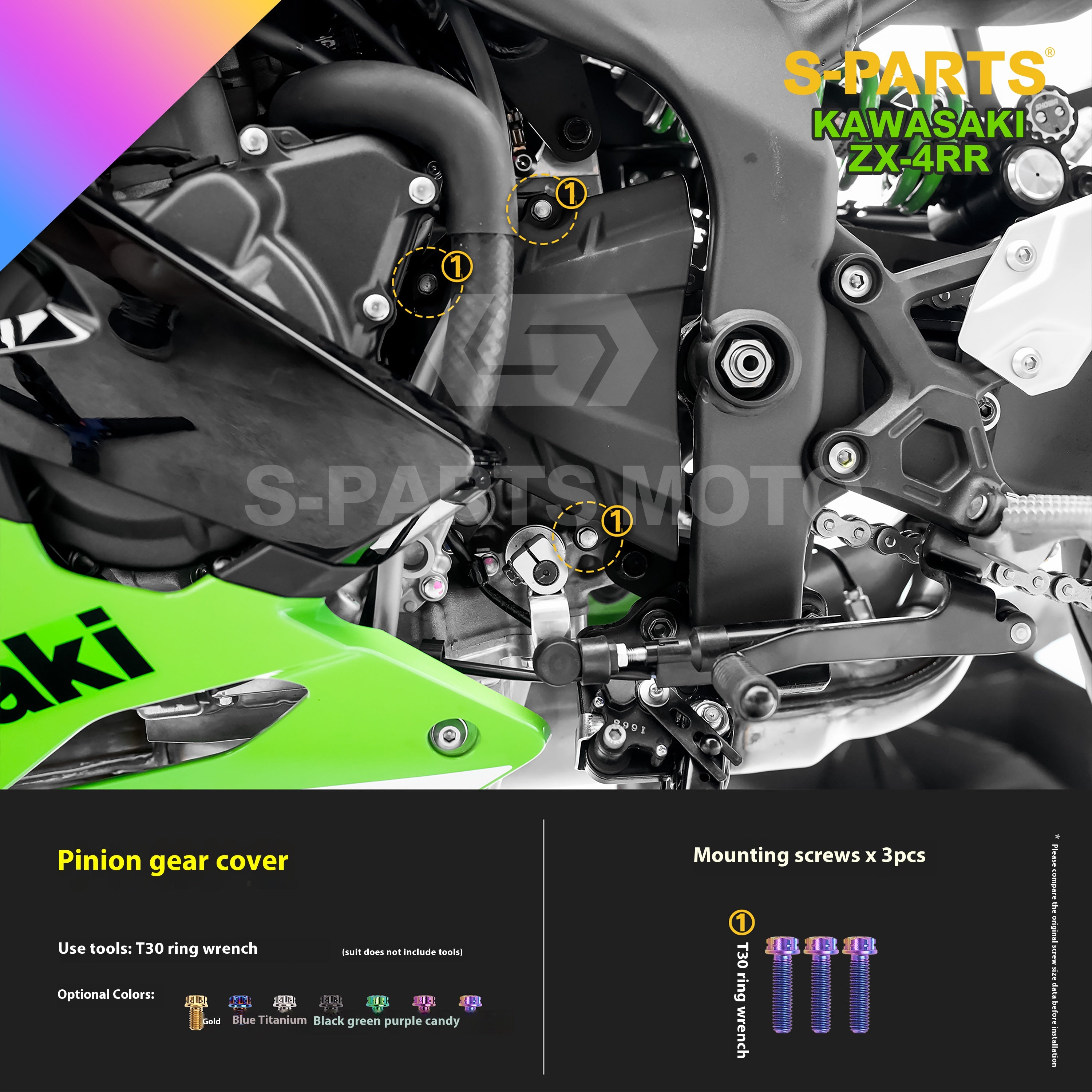 SPARTS Titanium Bolt Kit for Kawasaki ZX-4RR 2023 – Custom Candy Color & CNC Titanium Upgrade Kit- 2/2