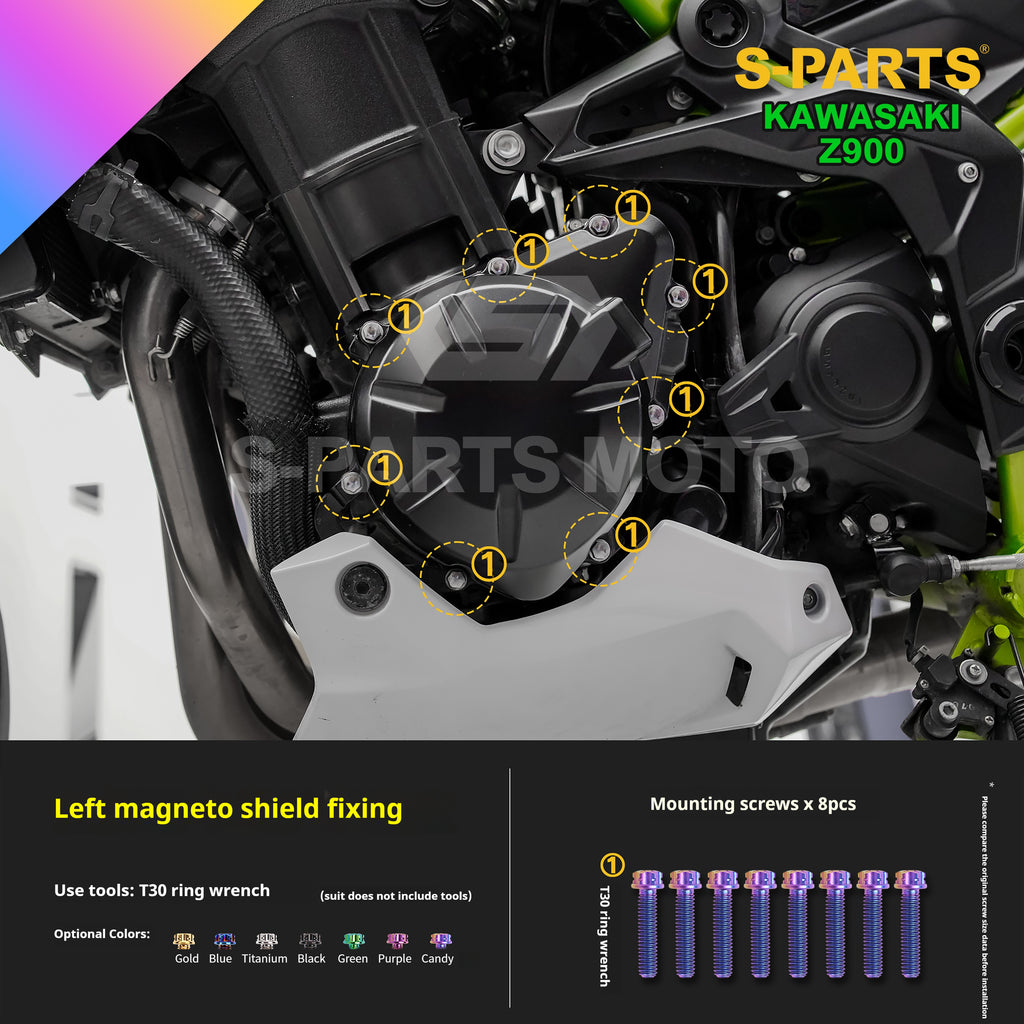 SPARTS TC4 Titanium Bolt Kit for Kawasaki Z900 2021 | Motorcycle Titanium Bolt Upgrade