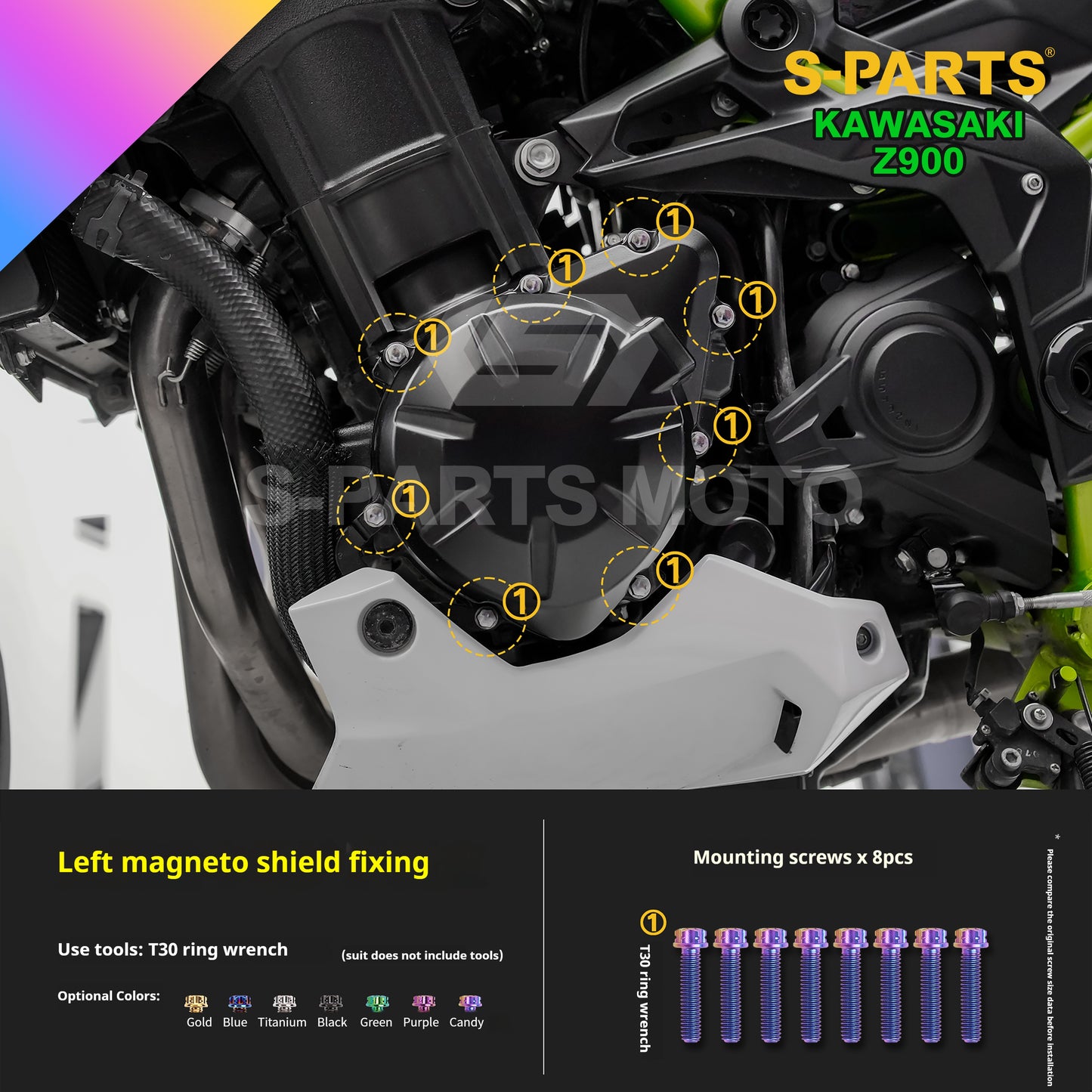 SPARTS TC4 Titanium Bolt Kit for Kawasaki Z900 2021 | Motorcycle Titanium Bolt Upgrade