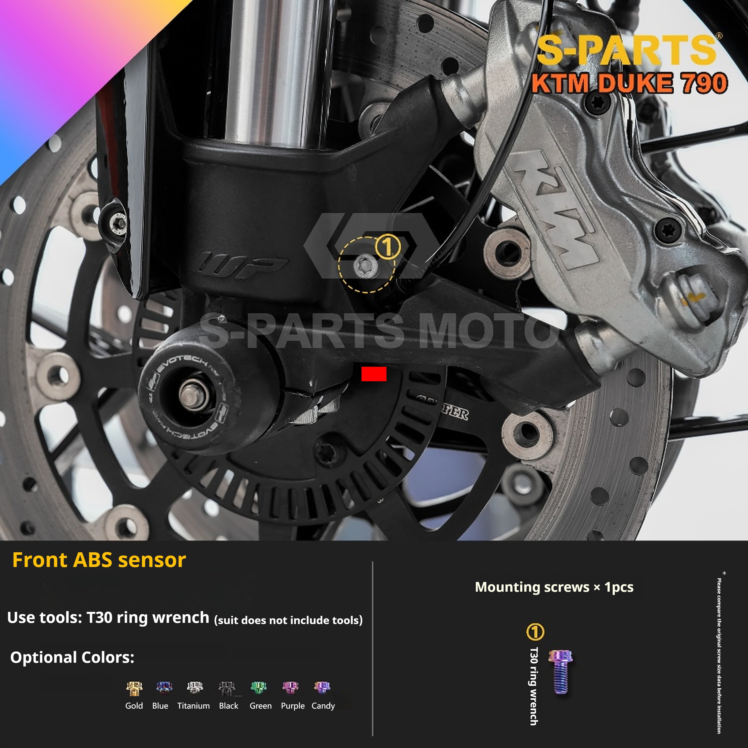 SPARTS Candy Color Titanium Bolt Kit for KTM DUKE 790 Disc Upgrade- Candy color