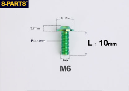 SPARTS A3 Button Head M6 D13 Titanium Bolt for Motorcycle & Bicycle Modification