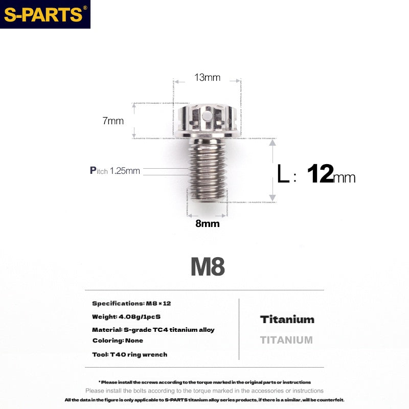-PARTS M8 A3 Titanium Motorcycle Bolt – Multi-Length, Standard Head