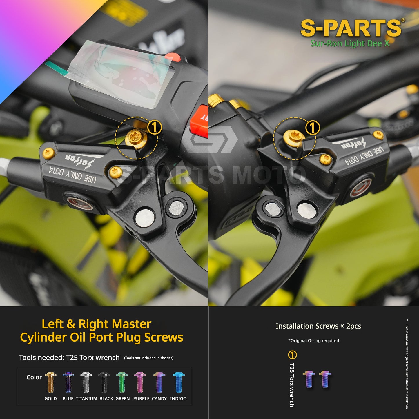 S-PARTS TC4 Titanium Full Bolt Kit for Sur-Ron Light Bee X (2025 Model)