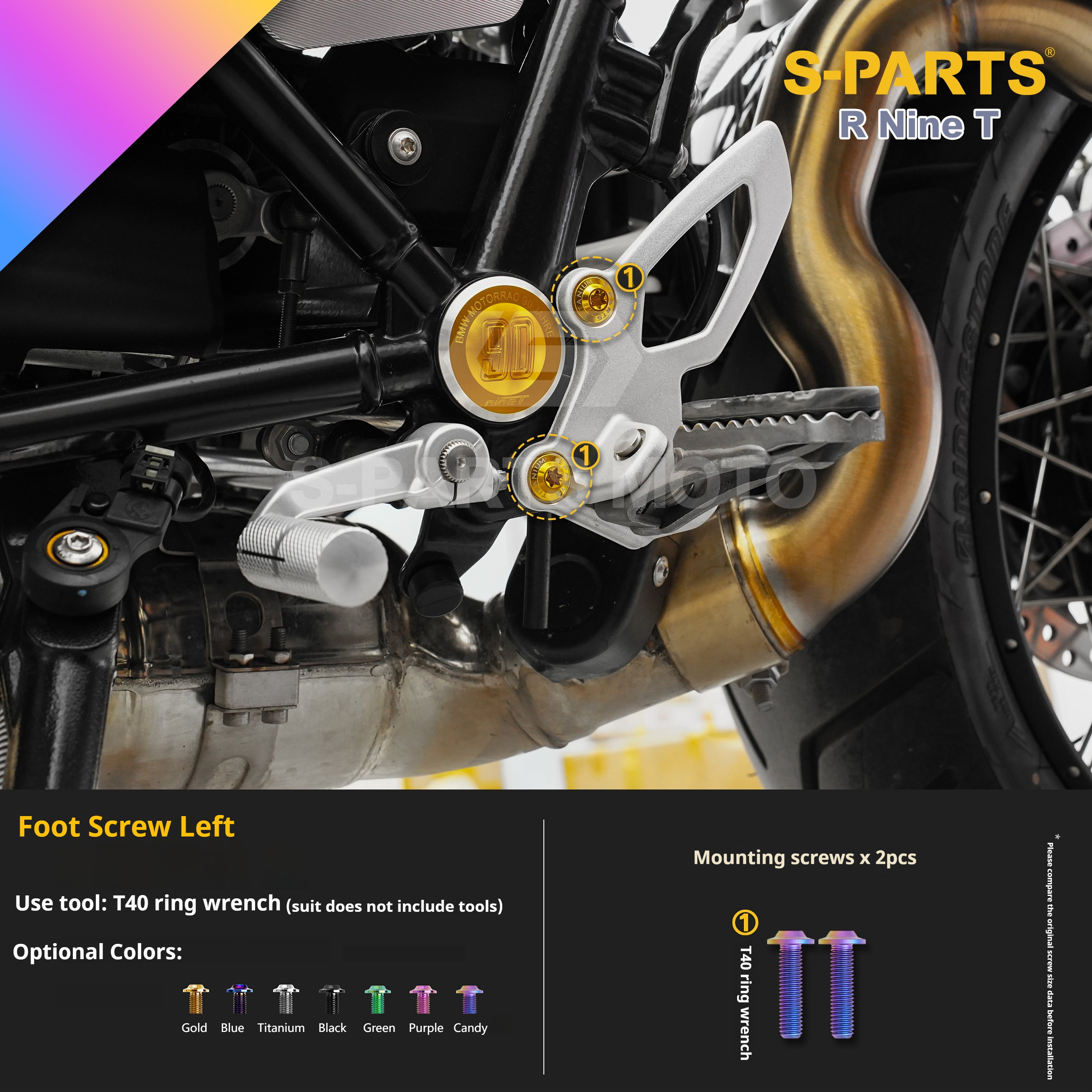 SPARTS BMW RnineT Titanium Alloy Screw Candy Color Kit for Motorcycle Modification