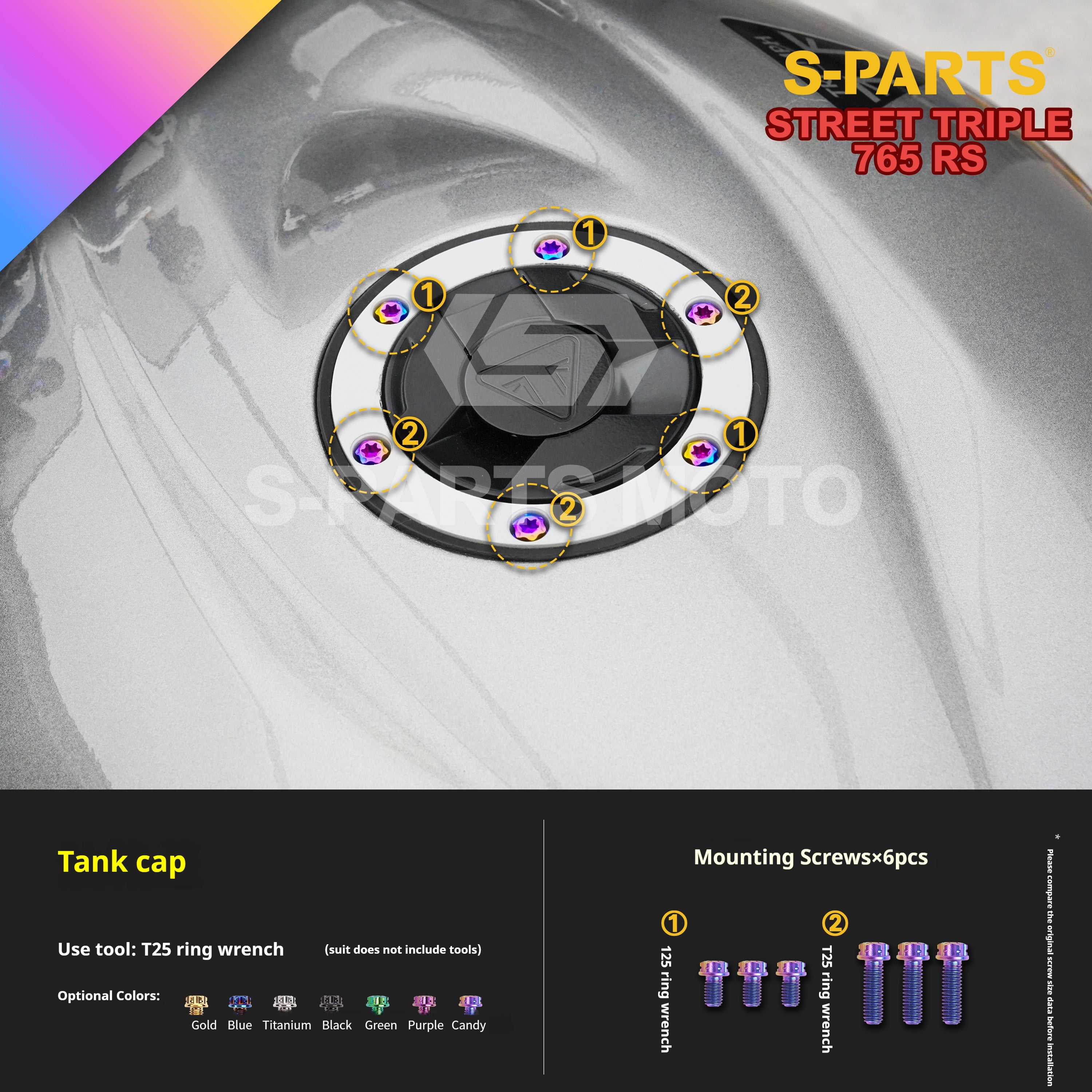 SPARTS Titanium Screw Set for Triumph Street Triple RS – Custom Candy Color & CNC Titanium Upgrade Kit
