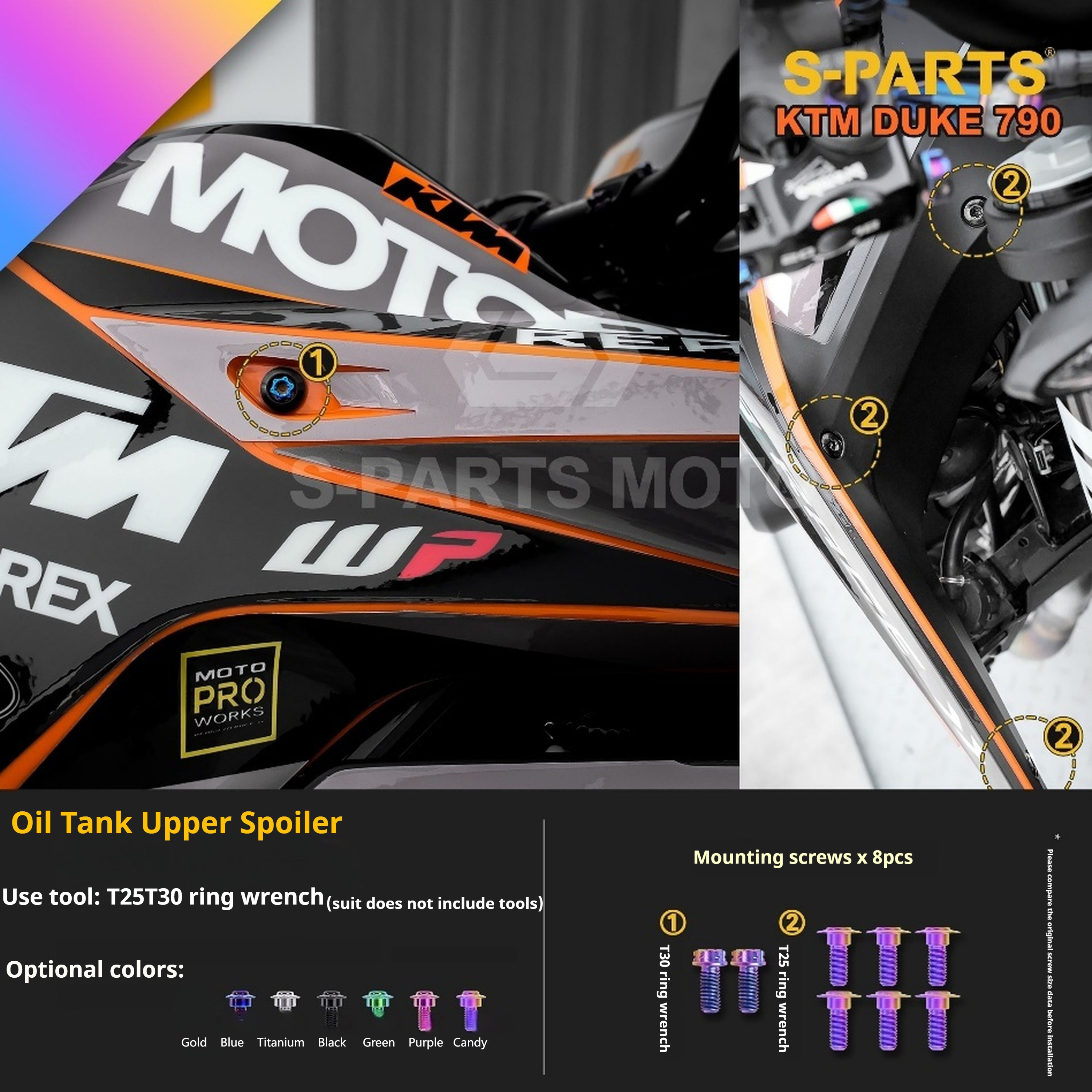 SPARTS TC4 Titanium Bolt Kit Compatible with KTM DUKE 790 – Full Motorcycle Fastener Upgrade