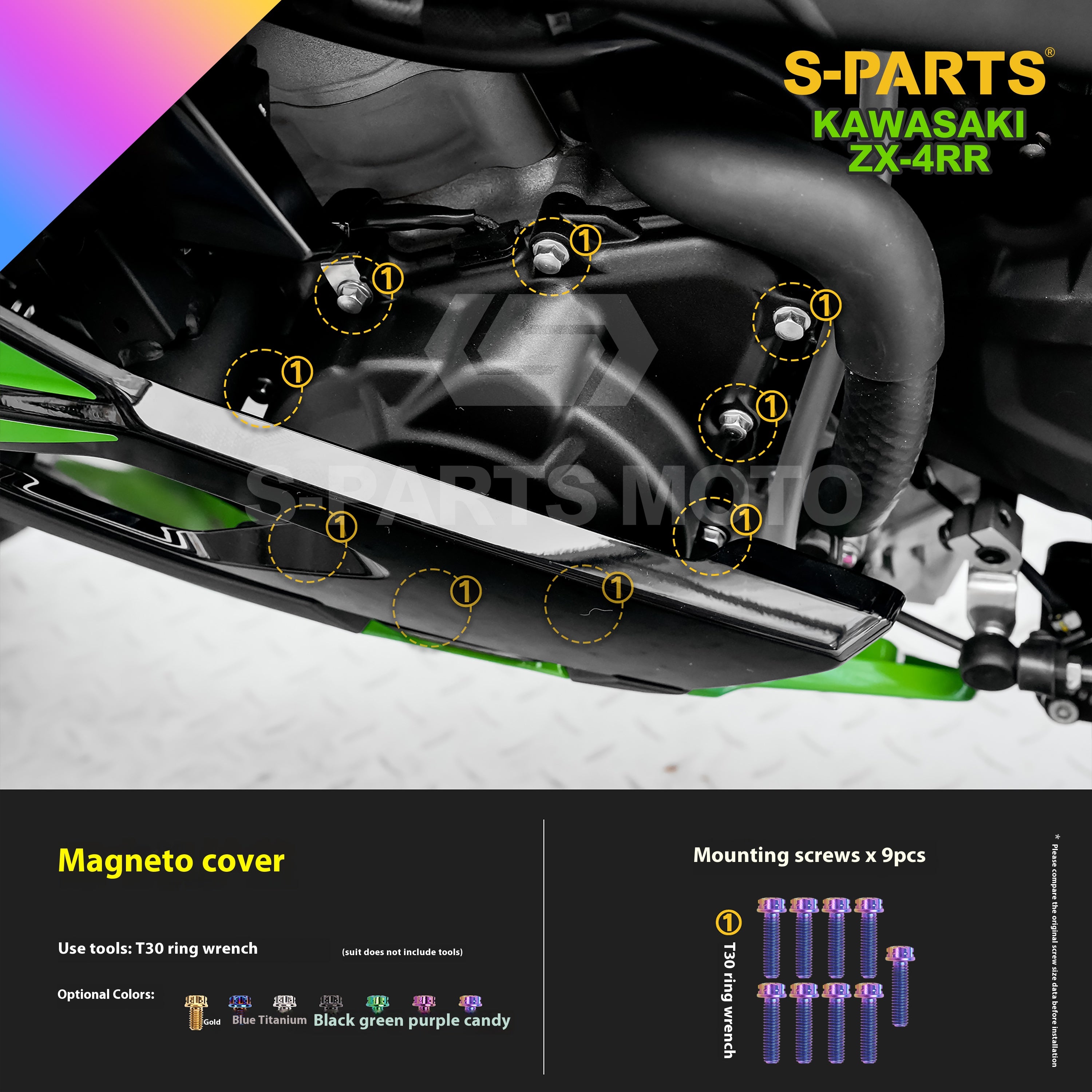 SPARTS Titanium Bolt Kit for Kawasaki ZX-4RR 2023 – Custom Candy Color & CNC Titanium Upgrade Kit- 2/2