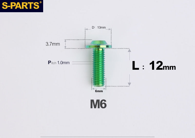 SPARTS A3 Button Head M6 D13 Titanium Bolt for Motorcycle & Bicycle Modification
