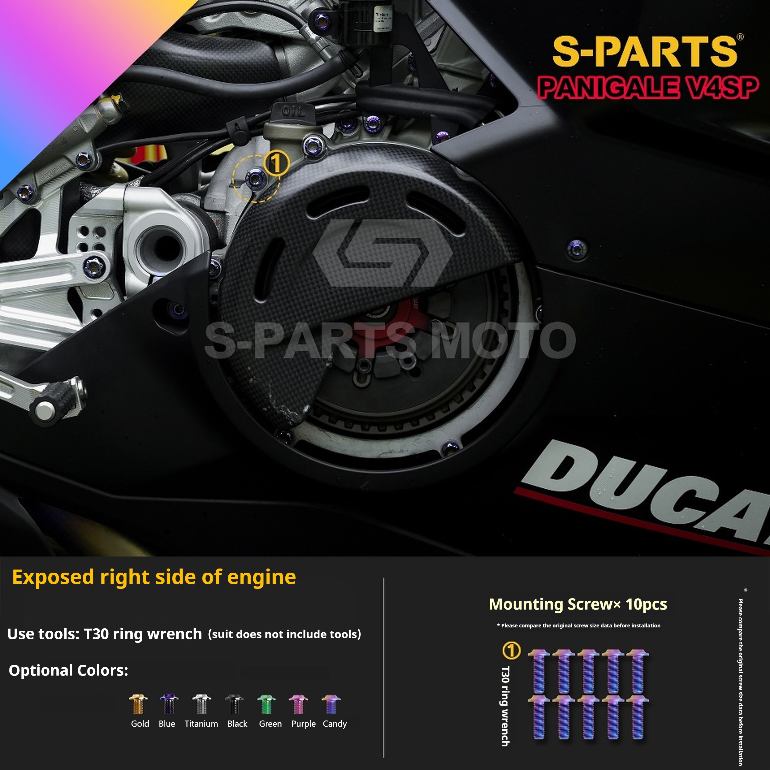 SPARTS Ducati Panigale V4SP Motorcycle TC4 Titanium Alloy Bolt Kit – Candy Color Edition