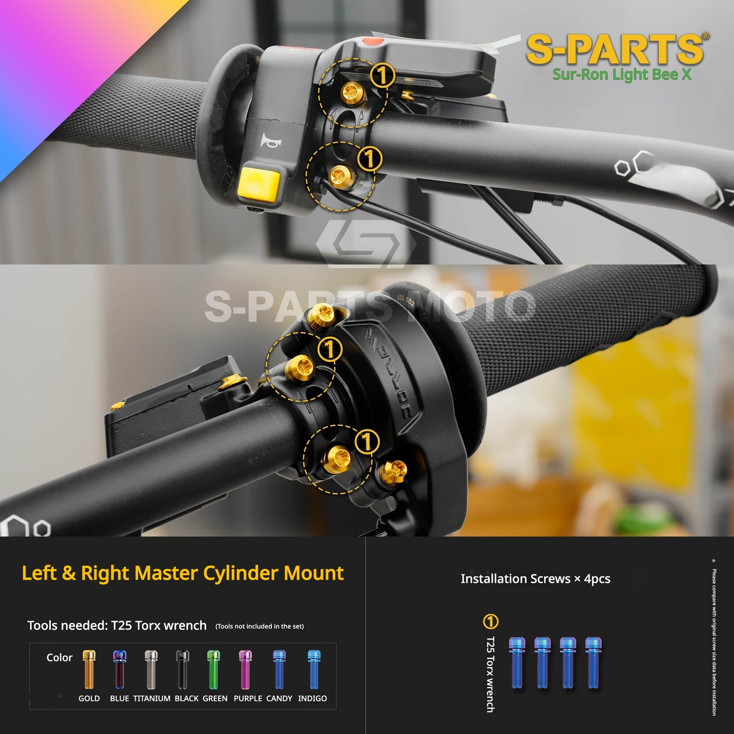 S-PARTS TC4 Titanium Full Bolt Kit for Sur-Ron Light Bee X (2025 Model)