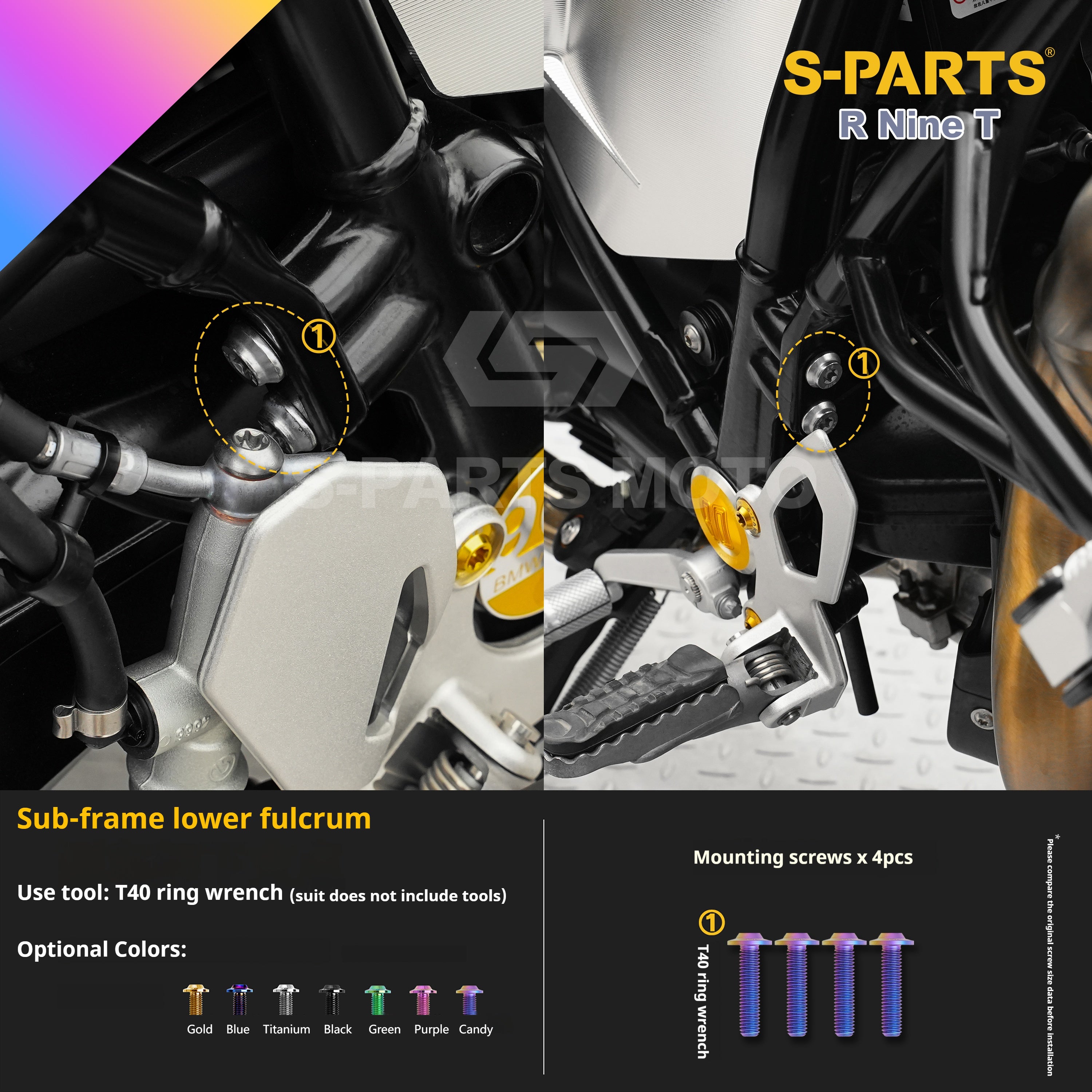 SPARTS BMW RnineT Titanium Alloy Motorcycle Bolt Upgrade Kit