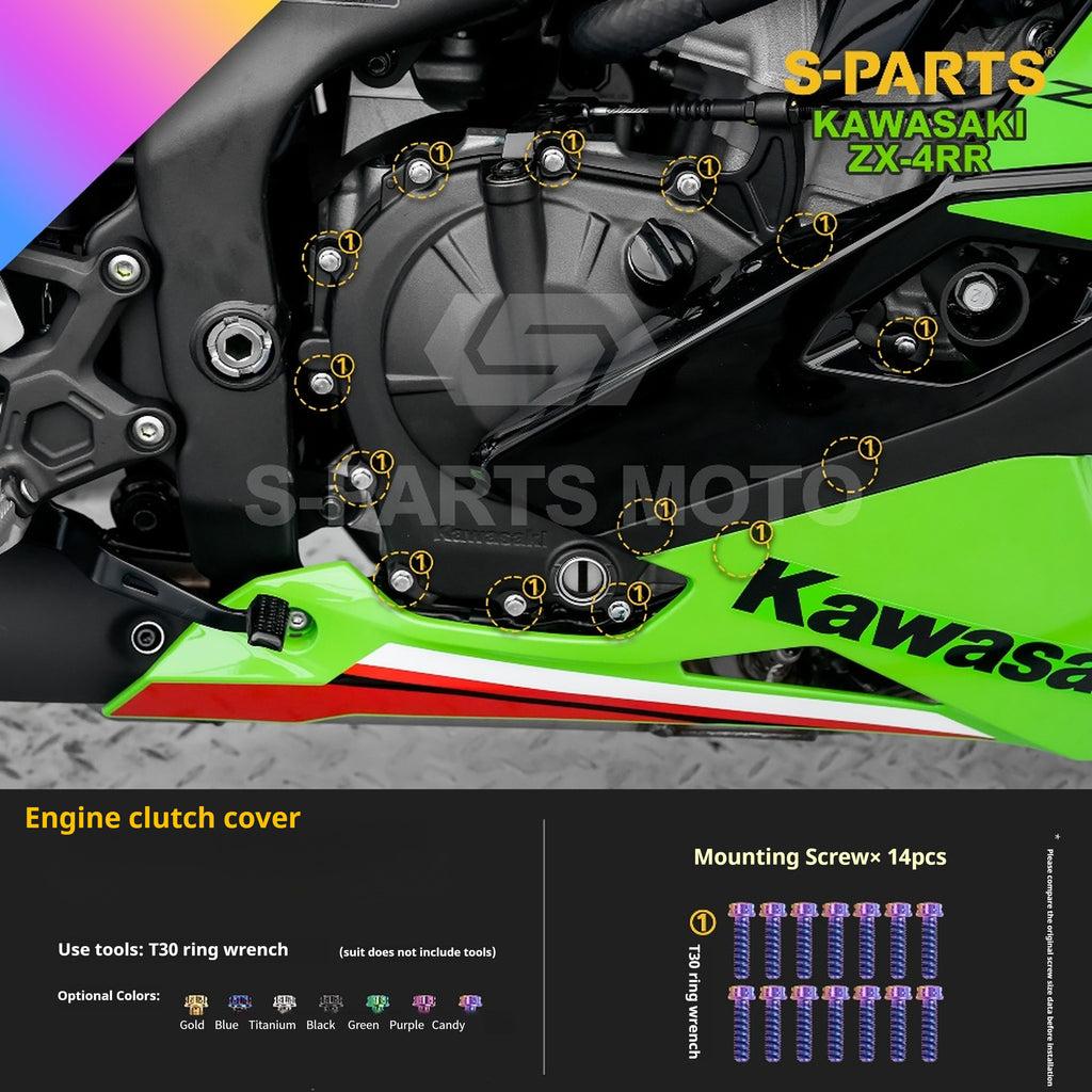 SPARTS Titanium Bolt Kit for Kawasaki ZX-4RR 2023 – Custom Candy Color & CNC Titanium Upgrade Kit- 2/2