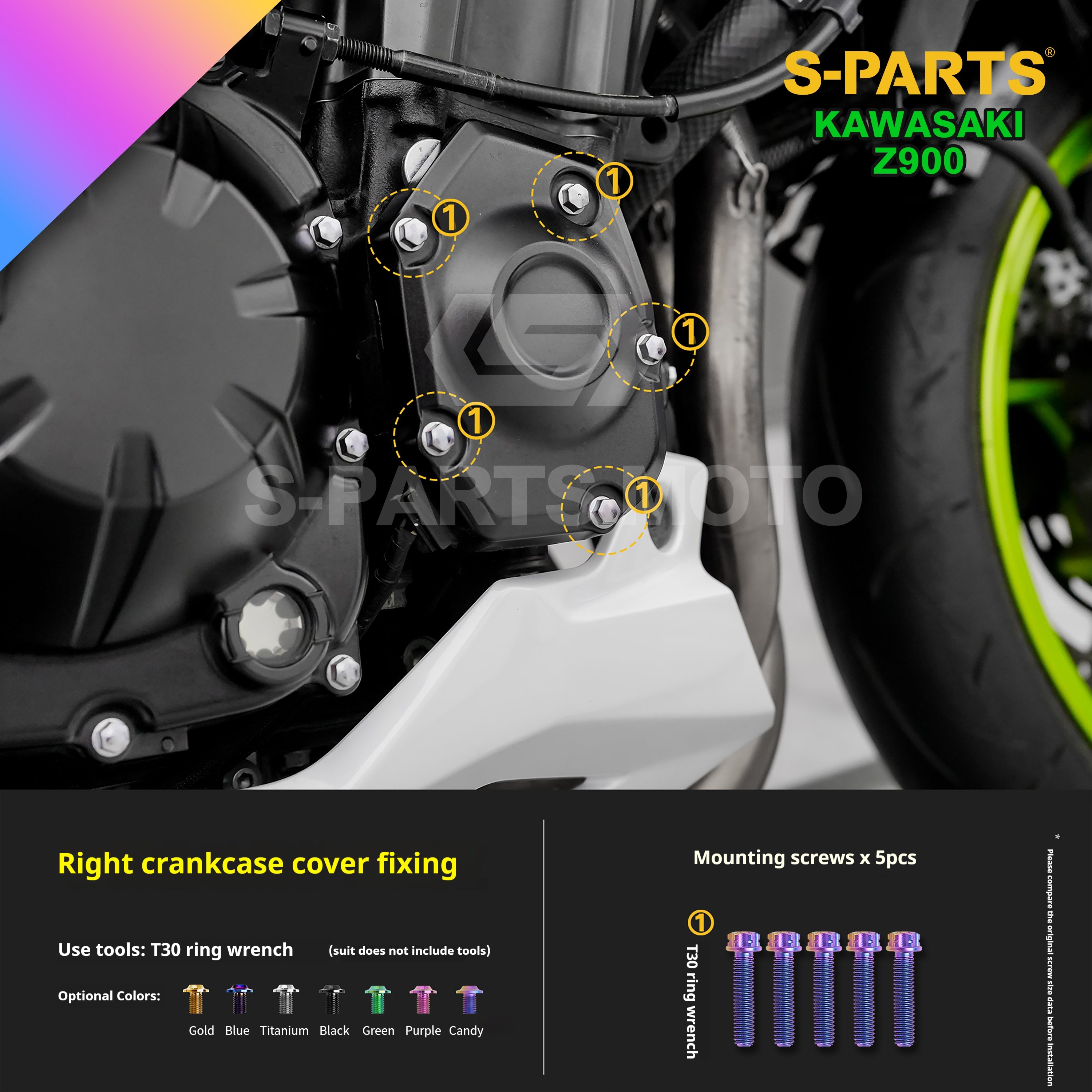 SPARTS Titanium Bolt Kit for Kawasaki Z900 2021 – ustom Candy Color & CNC Titanium Upgrade Kit - 2/2