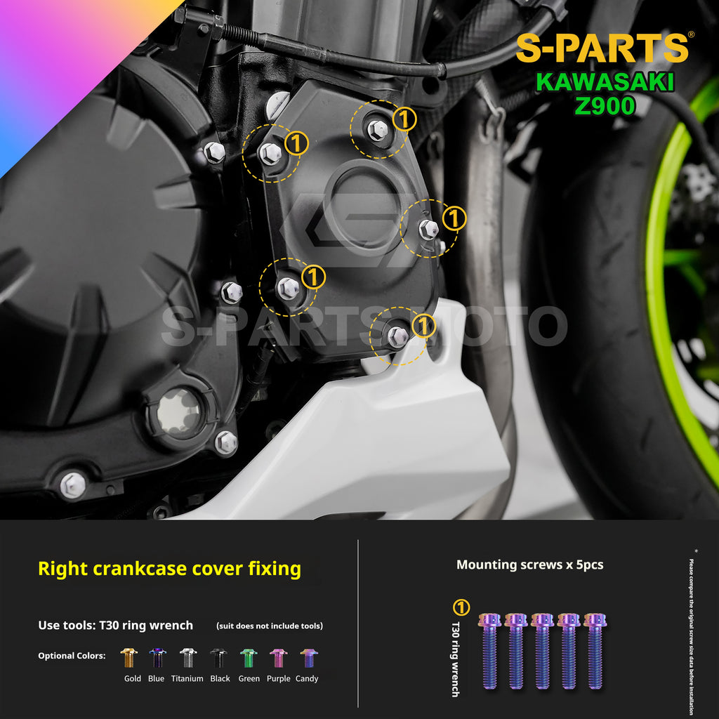 SPARTS TC4 Titanium Bolt Kit for Kawasaki Z900 2021 | Motorcycle Titanium Bolt Upgrade
