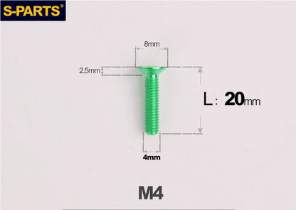 SPARTS M4x10-50mm Countersunk Titanium Alloy Bolt – Flat Head Fastening Screw for Motorcycle & Bicycle