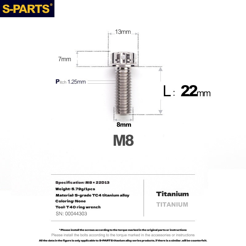 -PARTS M8 A3 Titanium Motorcycle Bolt – Multi-Length, Standard Head