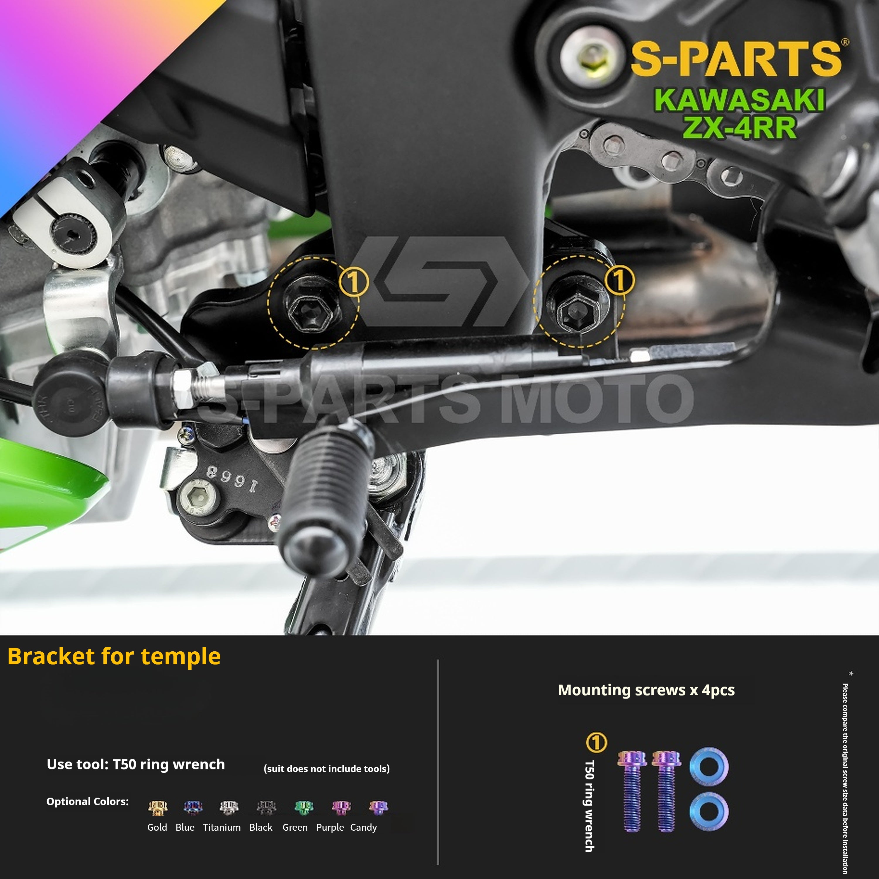 SPARTS Titanium Bolt Kit for Kawasaki ZX-4RR 2023 – Custom Candy Color & CNC Titanium Upgrade Kit- 2/2