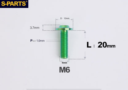 SPARTS A3 Button Head M6 D13 Titanium Bolt for Motorcycle & Bicycle Modification