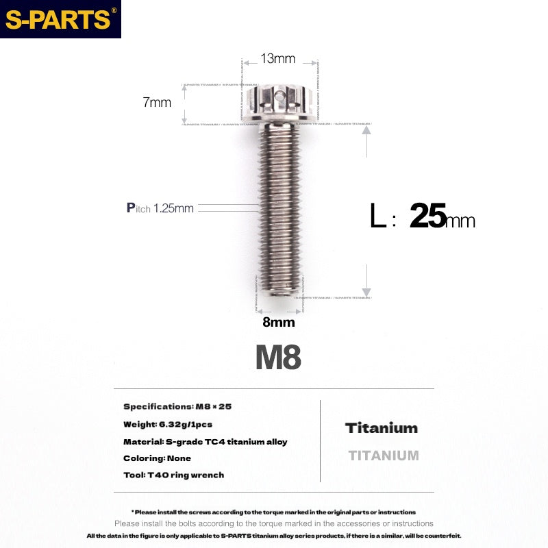 -PARTS M8 A3 Titanium Motorcycle Bolt – Multi-Length, Standard Head