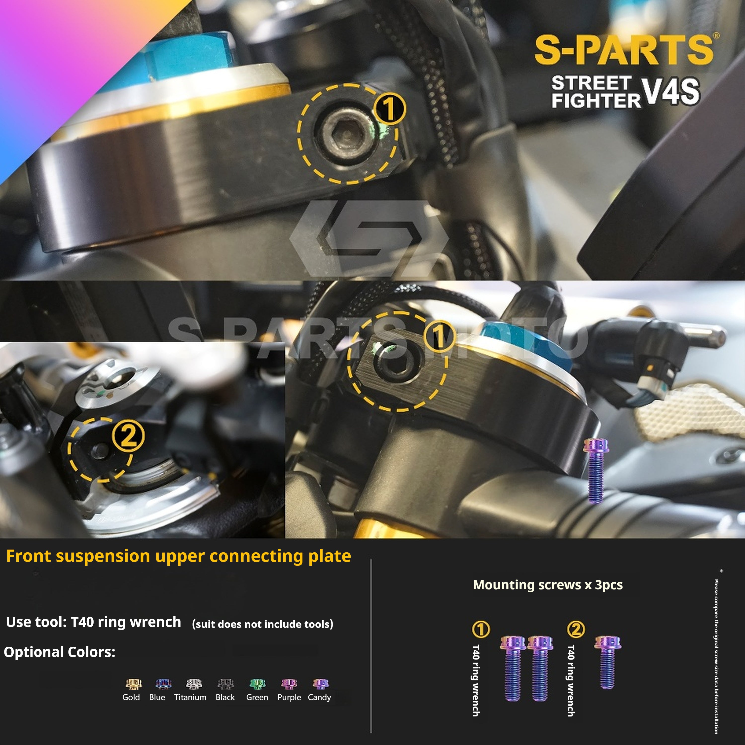 SPARTS Titanium Bolt Kit for Ducati Streetfighter V4S – Candy Color Upgrade