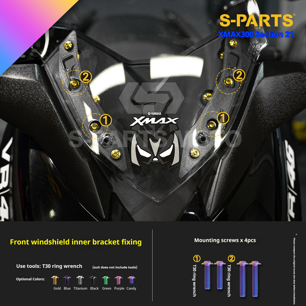 SPARTS Titanium Screw Set for Yamaha XMAX 300 2021 – Custom Candy Color & CNC Titanium Upgrade Kit