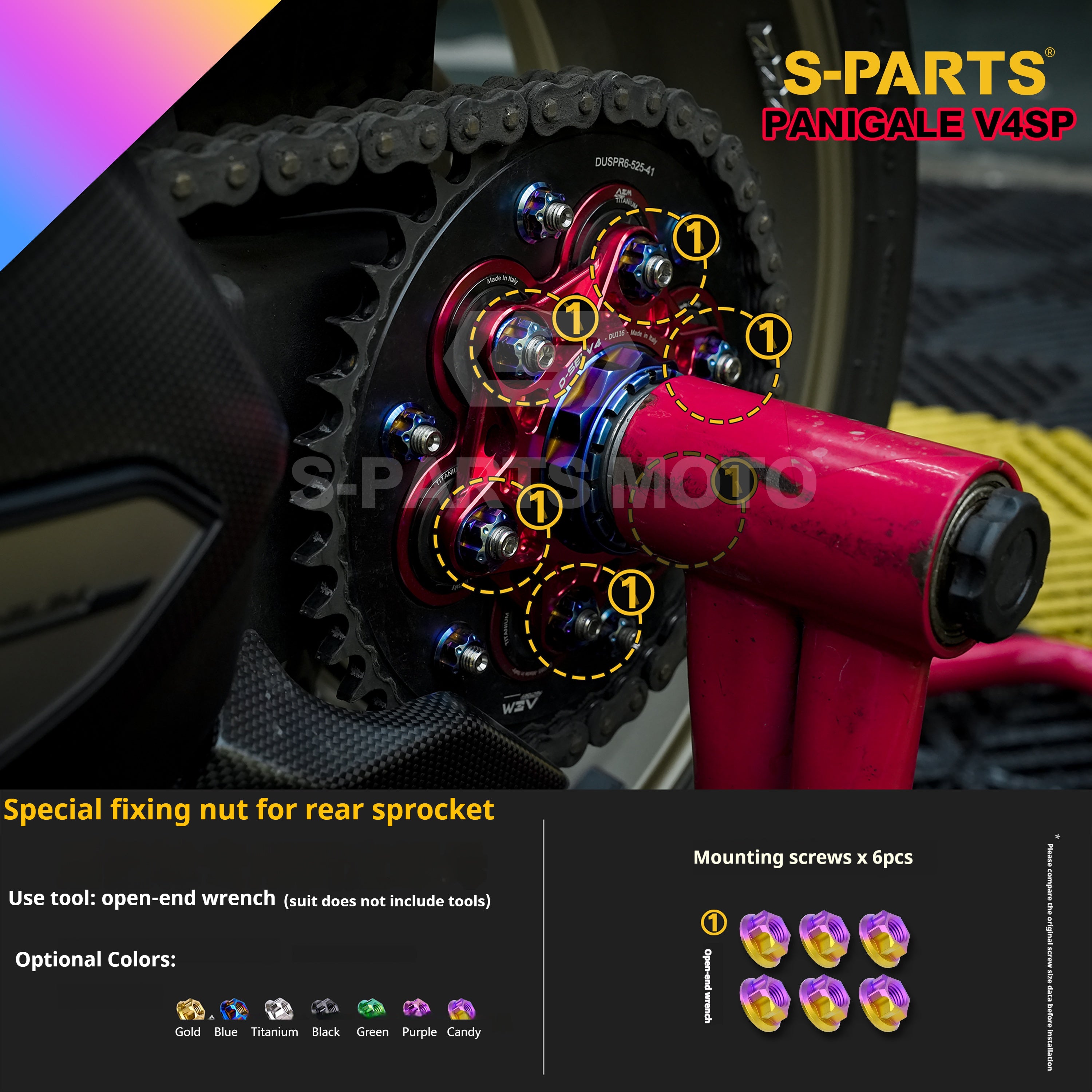 SPARTS TC4 Titanium Bolt Kit for Ducati Panigale V4SP Motorcycle