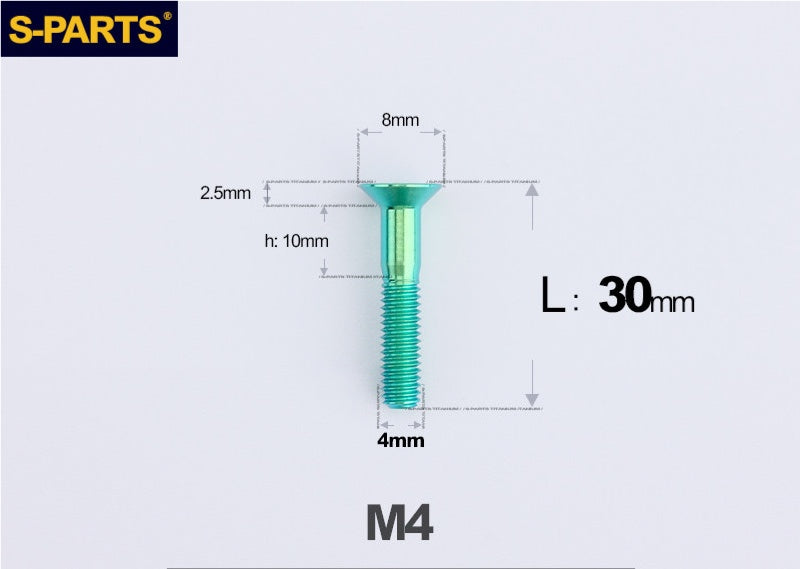 SPARTS M4x10-50mm Countersunk Titanium Alloy Bolt – Flat Head Fastening Screw for Motorcycle & Bicycle