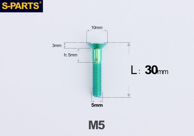 SPARTS M5 Countersunk Titanium Bolt | TC4 Flat Head Motorcycle Fastener