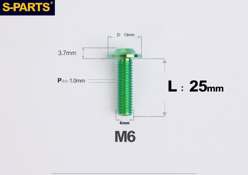 SPARTS A3 Button Head M6 D13 Titanium Bolt for Motorcycle & Bicycle Modification