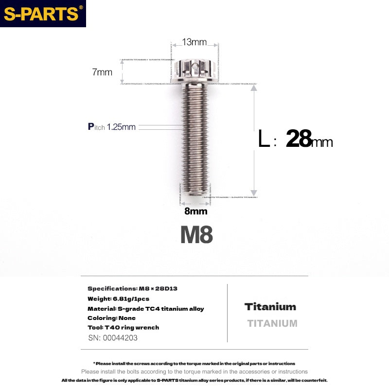 -PARTS M8 A3 Titanium Motorcycle Bolt – Multi-Length, Standard Head