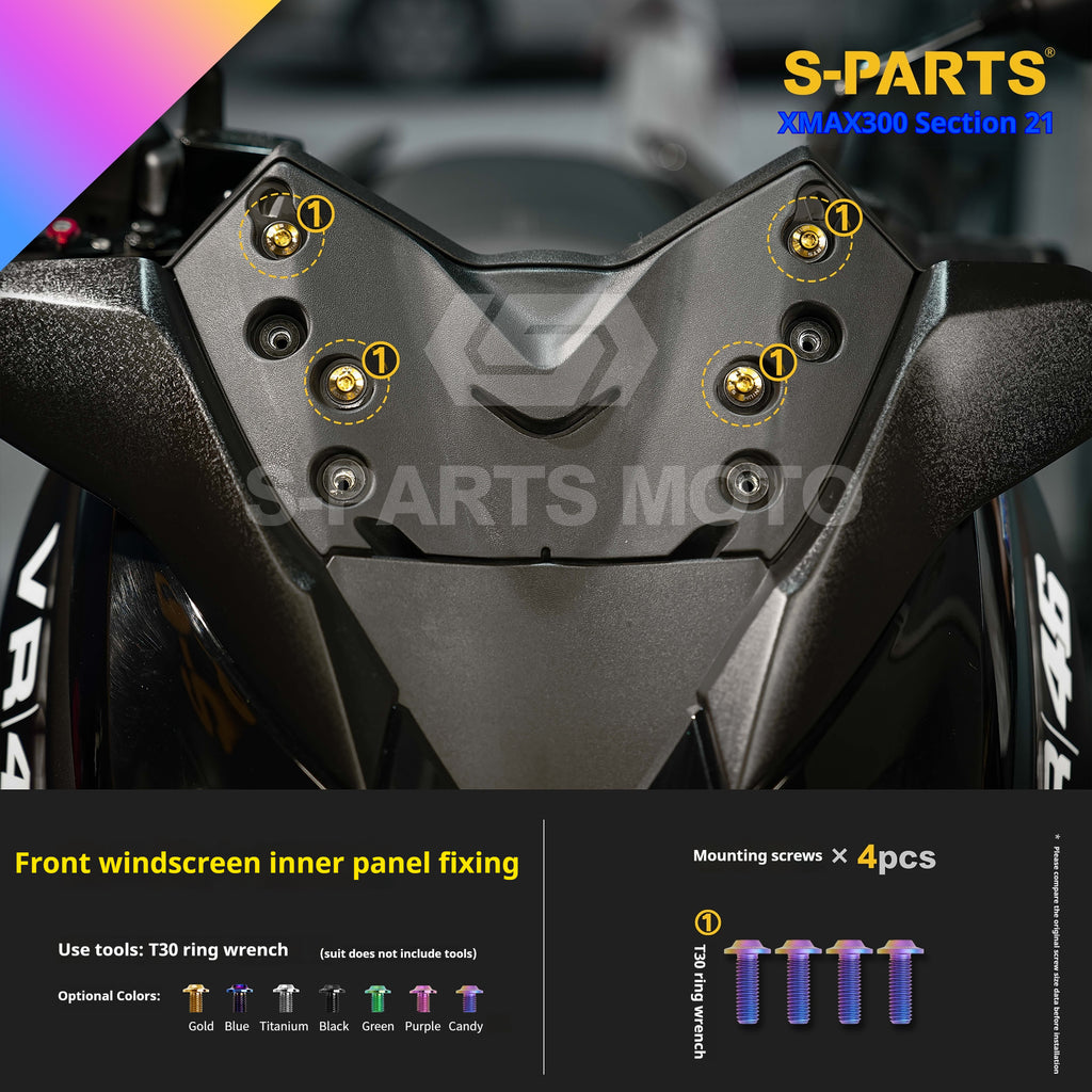 SPARTS Titanium Screw Set for Yamaha XMAX 300 2021 – Custom Candy Color & CNC Titanium Upgrade Kit