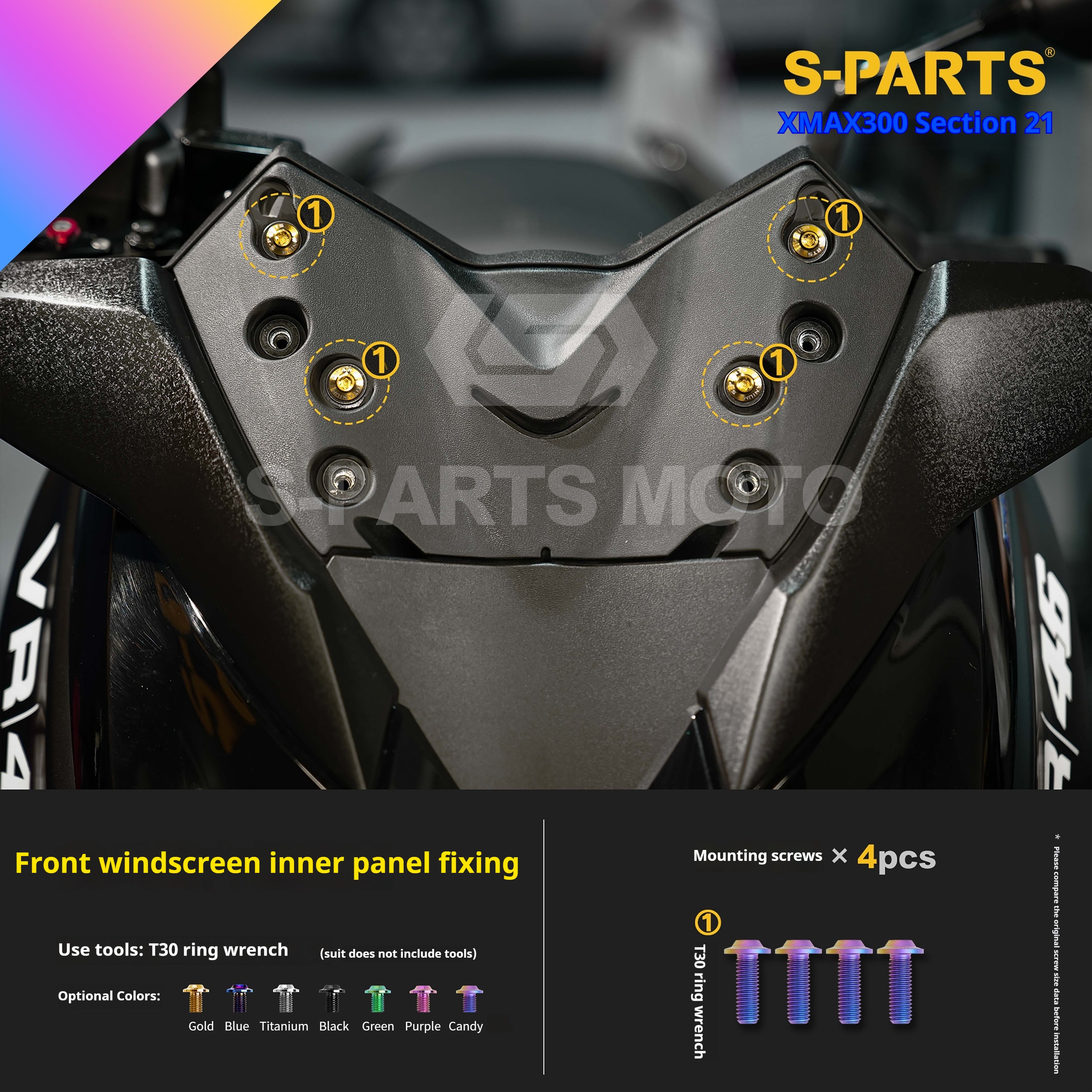 SPARTS Titanium Screw Set for Yamaha XMAX 300 2021 – Custom Candy Color & CNC Titanium Upgrade Kit