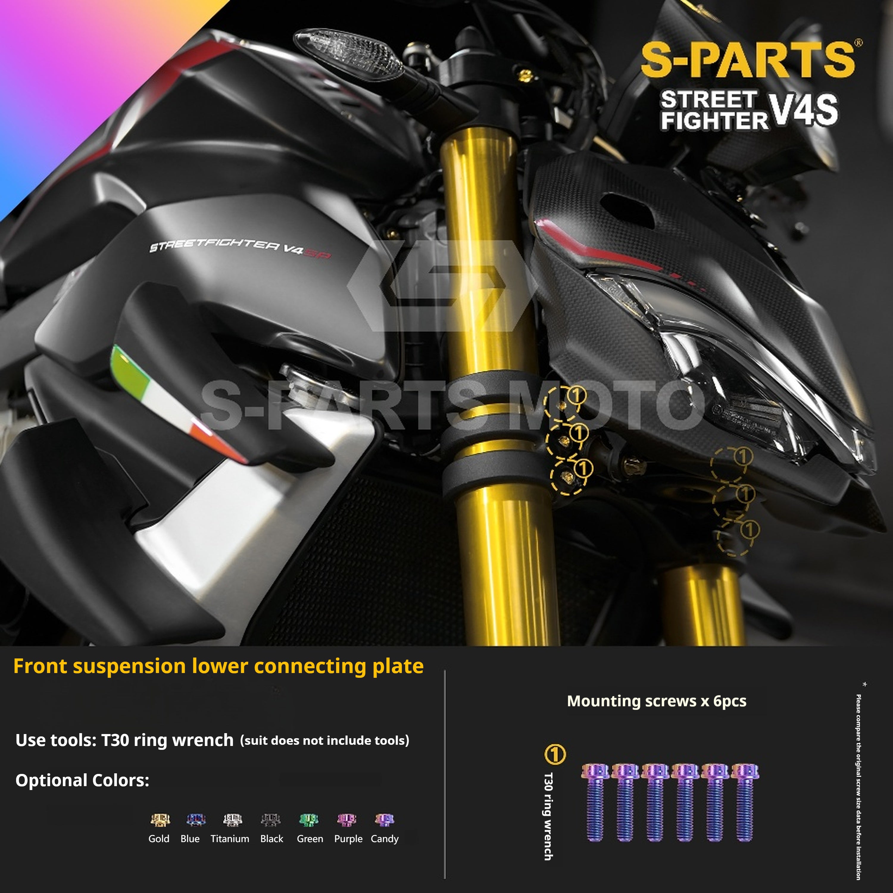 SPARTS Titanium Bolt Kit for Ducati Streetfighter V4S – Candy Color Upgrade