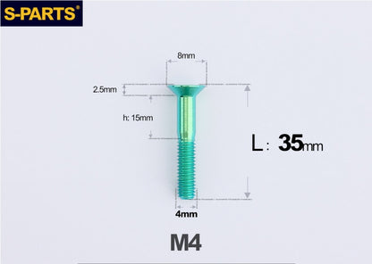 SPARTS M4x10-50mm Countersunk Titanium Alloy Bolt – Flat Head Fastening Screw for Motorcycle & Bicycle