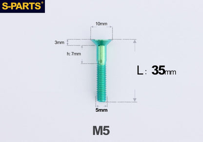 SPARTS M5 Countersunk Titanium Bolt | TC4 Flat Head Motorcycle Fastener