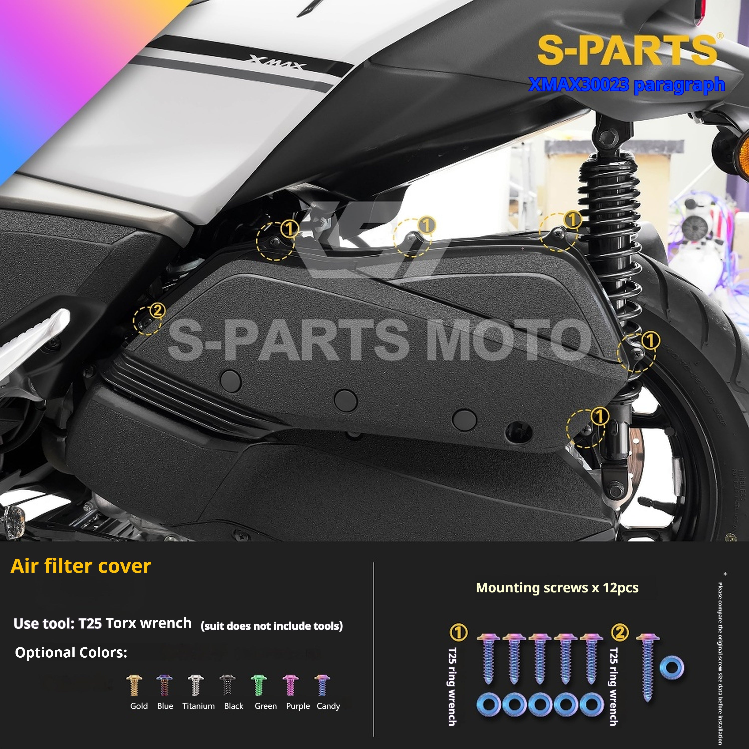 SPARTS Titanium Bolt Set for 2023 XMAX300 | Yamaha Motorcycle Titanium Bolt Upgrade