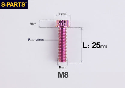 S-PARTS STAN M8 A3 Series Titanium Bolts – Standard Head TC4 Fasteners for Motorcycle & E-Motorcycle