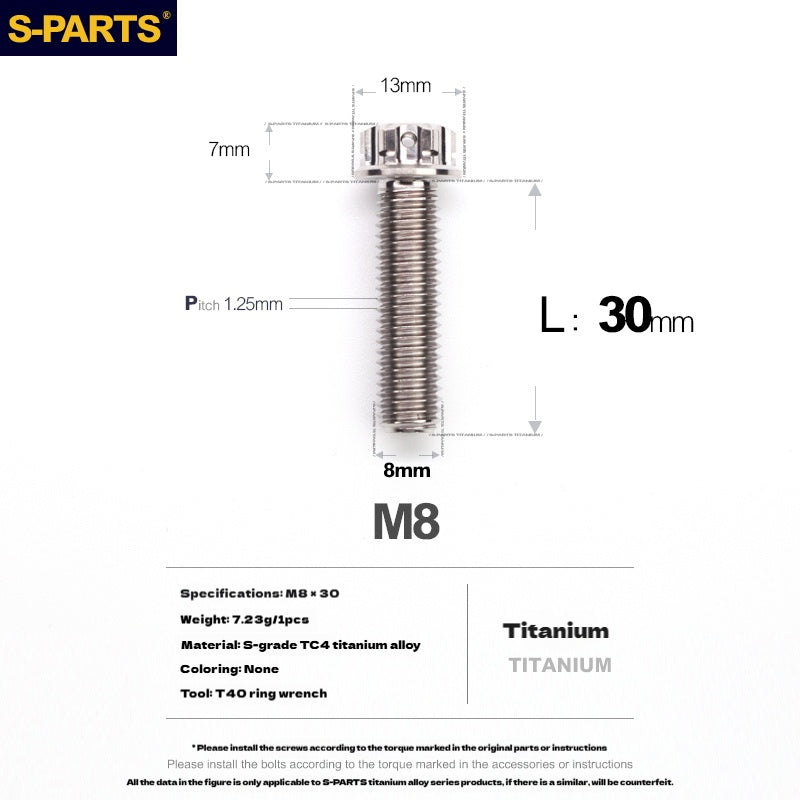 -PARTS M8 A3 Titanium Motorcycle Bolt – Multi-Length, Standard Head
