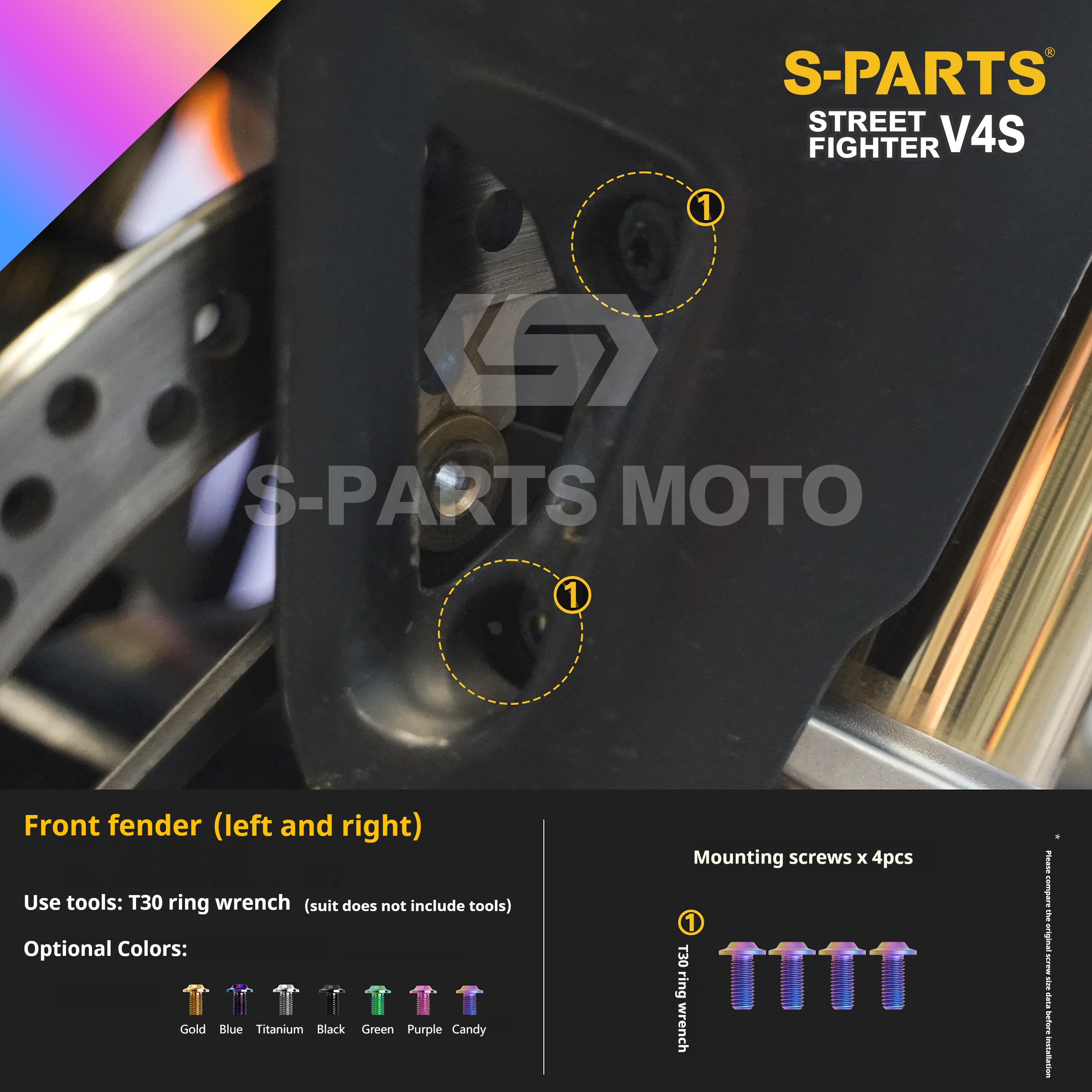SPARTS Titanium Bolt Kit for Ducati Streetfighter V4S – Candy Color Upgrade