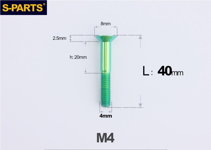 SPARTS M4x10-50mm Countersunk Titanium Alloy Bolt – Flat Head Fastening Screw for Motorcycle & Bicycle