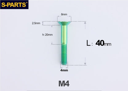 SPARTS M4x10-50mm Countersunk Titanium Alloy Bolt – Flat Head Fastening Screw for Motorcycle & Bicycle