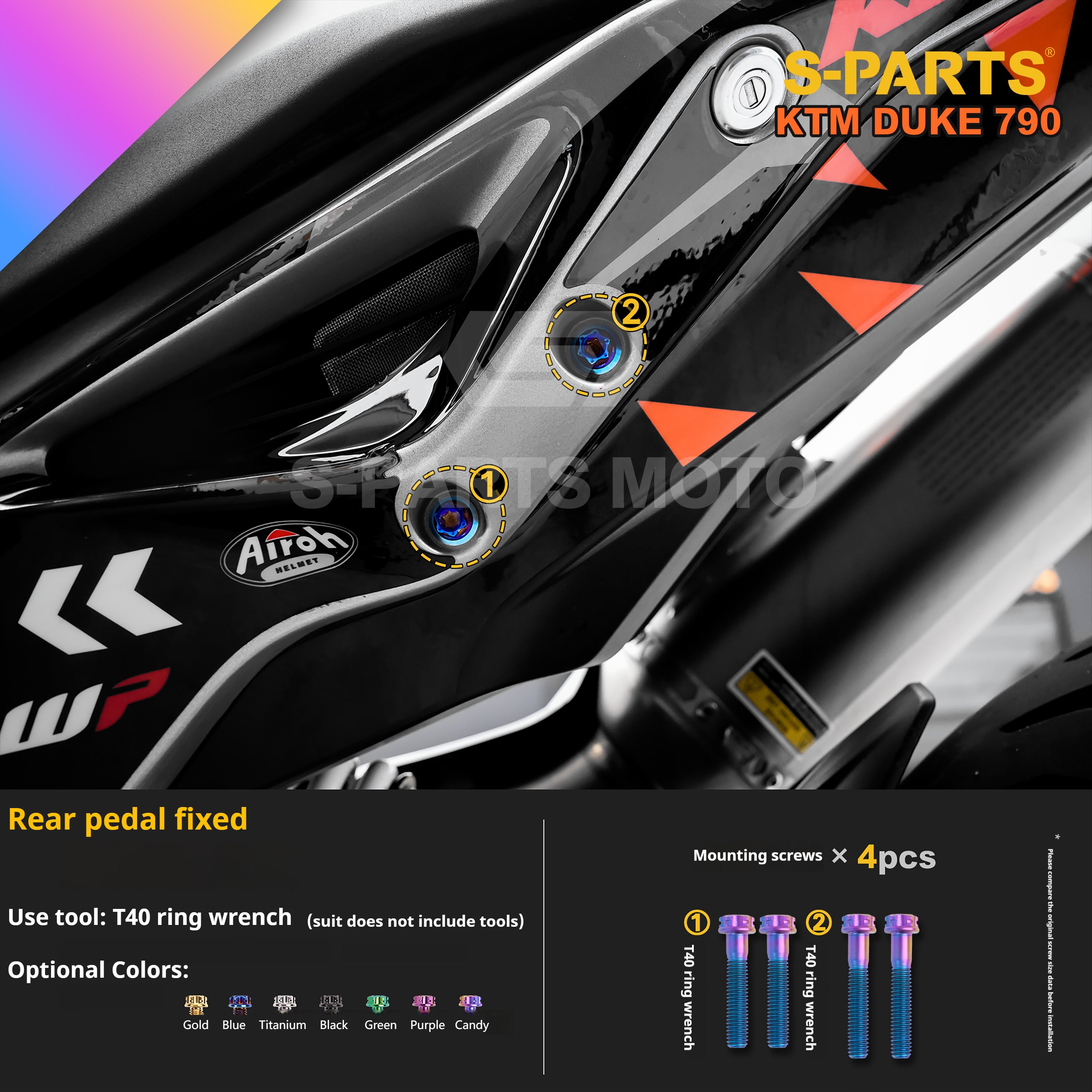 SPARTS Candy Color Titanium Bolt Kit for KTM DUKE 790 Disc Upgrade- Candy color