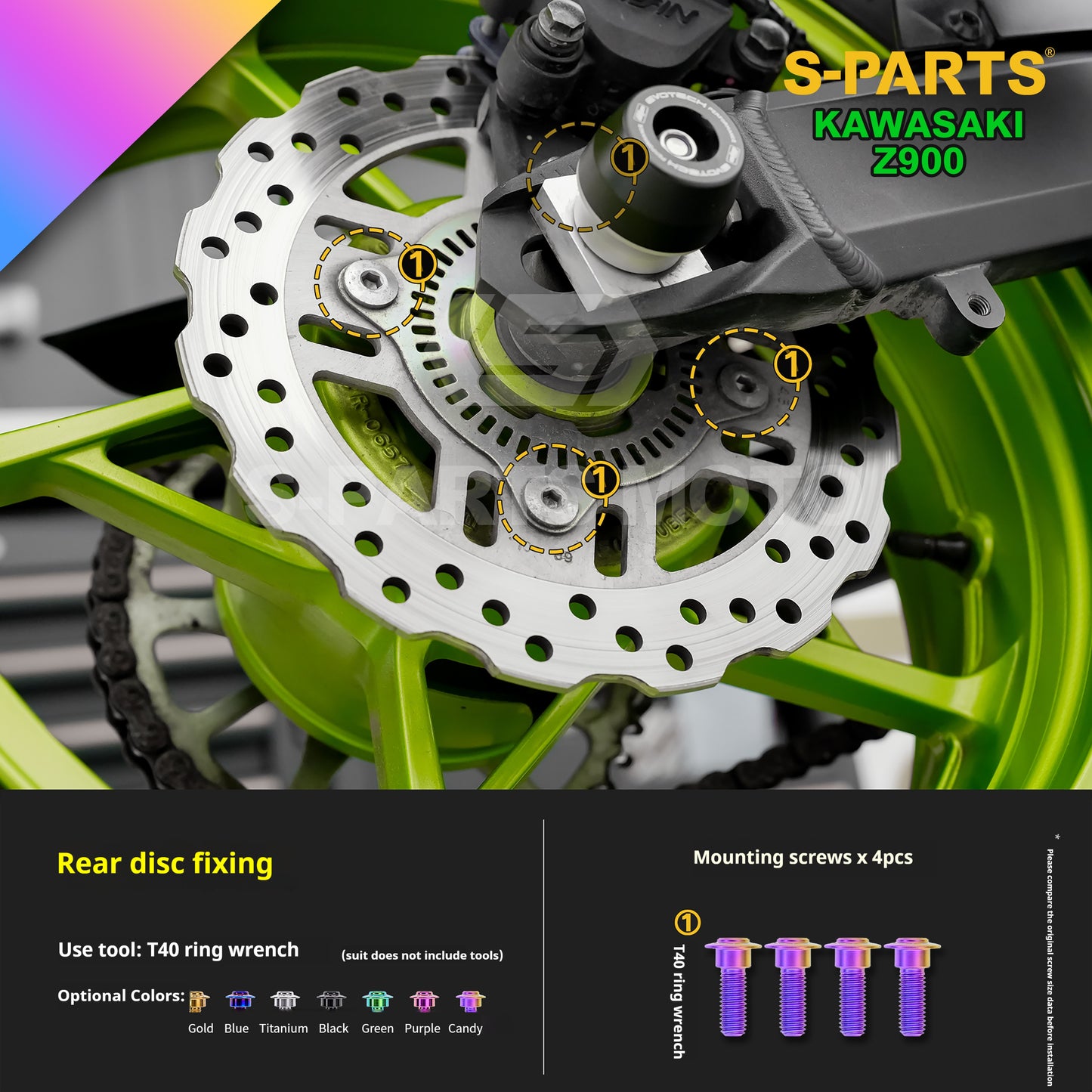 SPARTS TC4 Titanium Bolt Kit for Kawasaki Z900 2021 | Motorcycle Titanium Bolt Upgrade