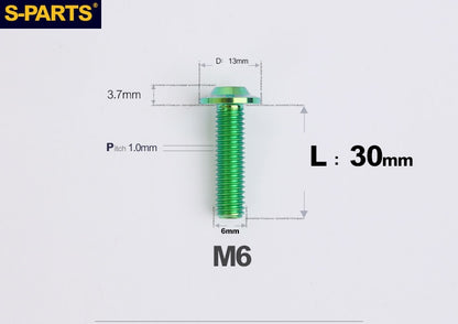SPARTS A3 Button Head M6 D13 Titanium Bolt for Motorcycle & Bicycle Modification