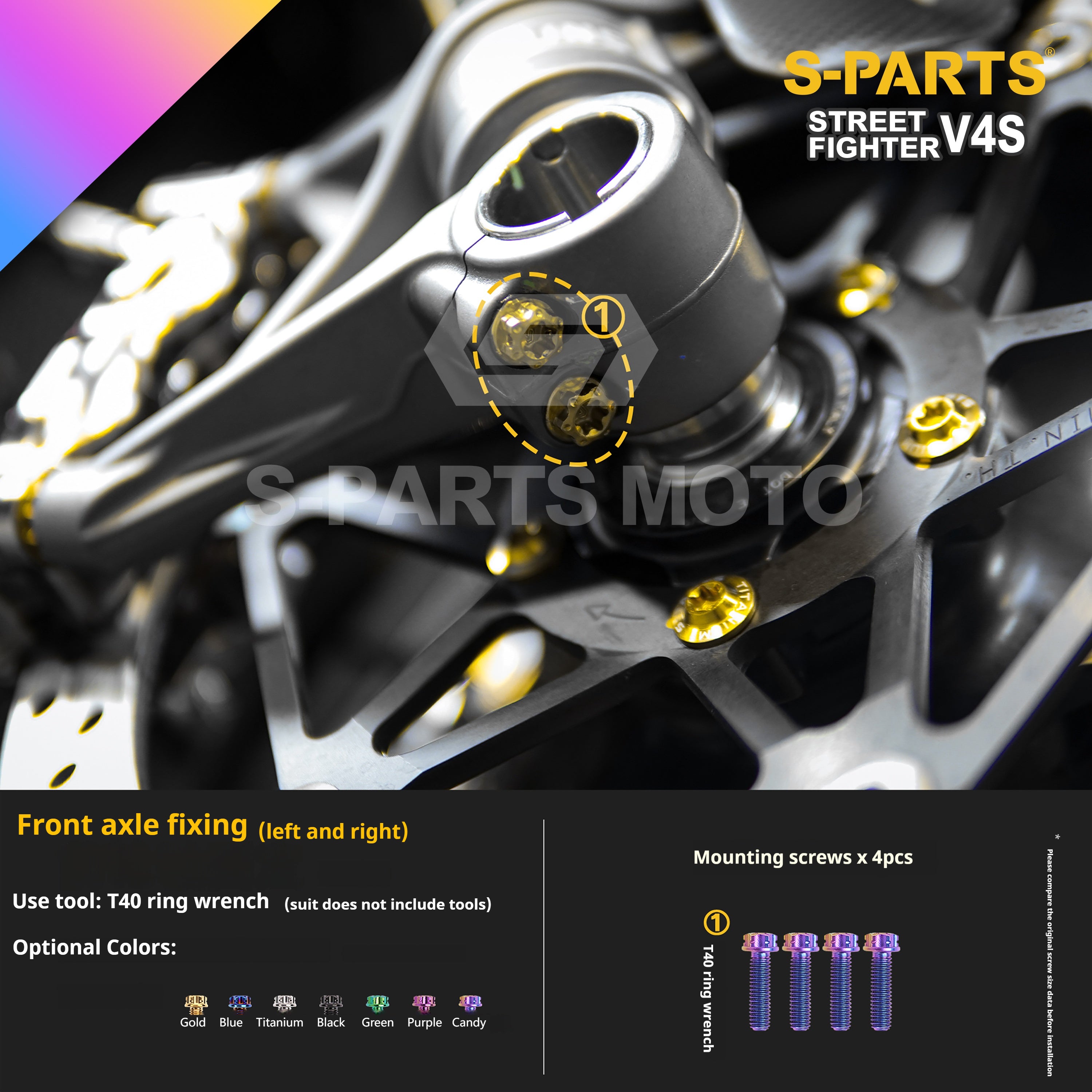 SPARTS Titanium Bolt Kit for Ducati Streetfighter V4S – Candy Color Upgrade