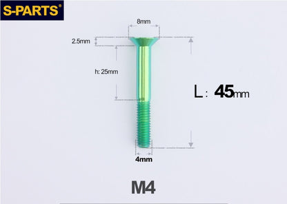 SPARTS M4x10-50mm Countersunk Titanium Alloy Bolt – Flat Head Fastening Screw for Motorcycle & Bicycle