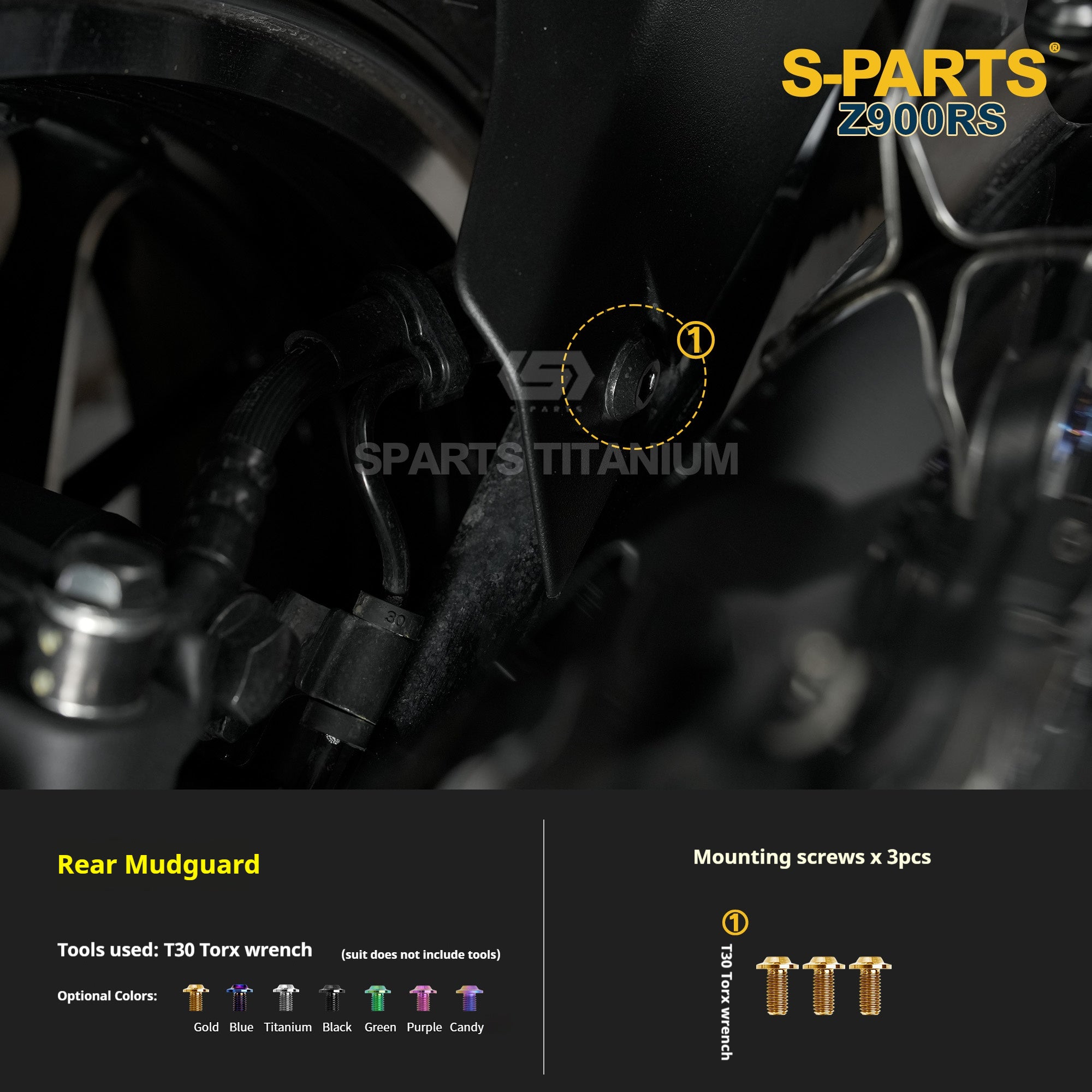 SPARTS Titanium Screw Set for Kawasaki Z900RS – Motorcycle Upgrade Kit