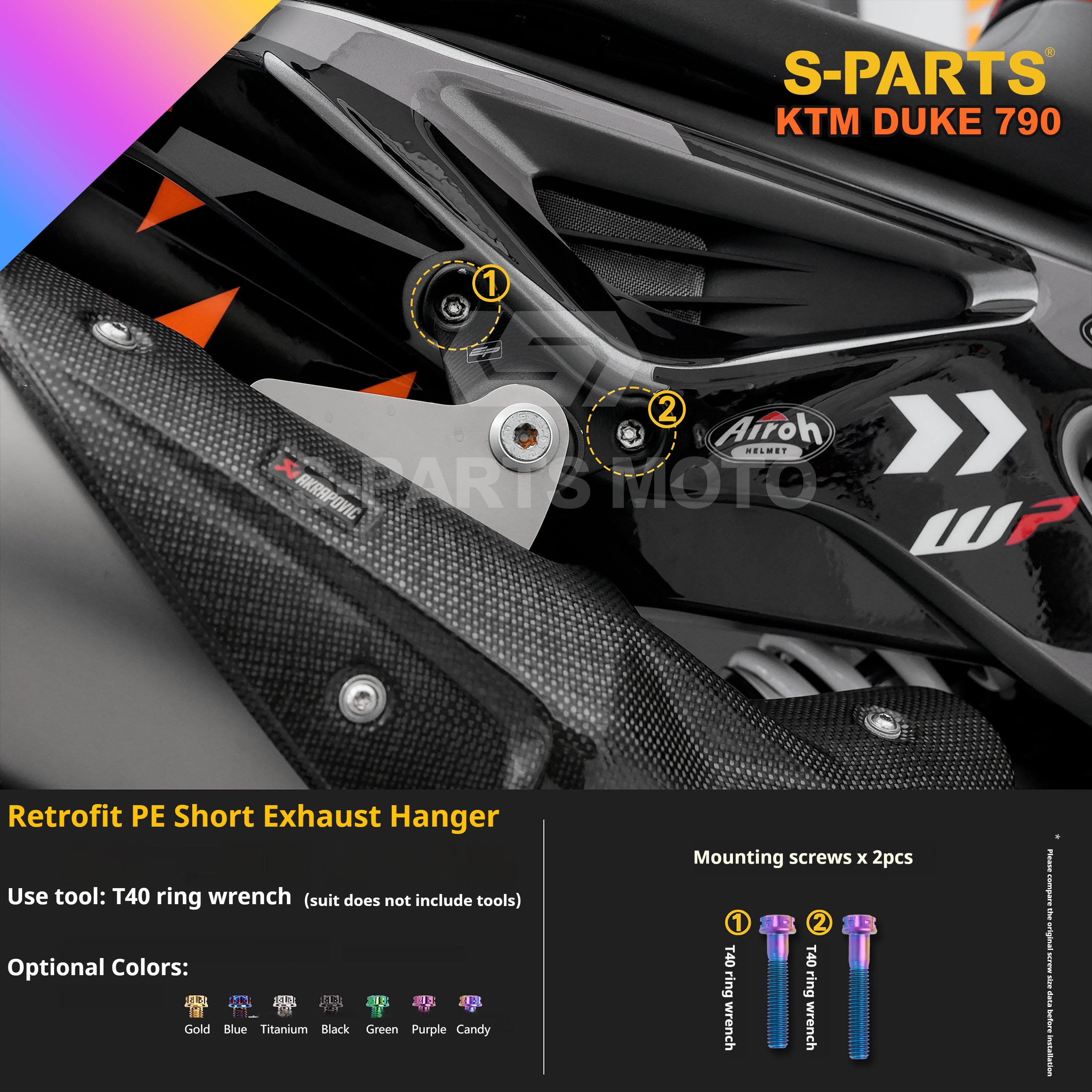 SPARTS Candy Color Titanium Bolt Kit for KTM DUKE 790 Disc Upgrade- Candy color