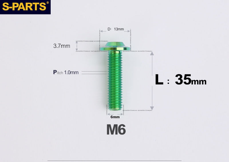 SPARTS A3 Button Head M6 D13 Titanium Bolt for Motorcycle & Bicycle Modification
