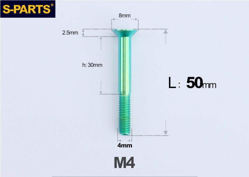 SPARTS M4x10-50mm Countersunk Titanium Alloy Bolt – Flat Head Fastening Screw for Motorcycle & Bicycle